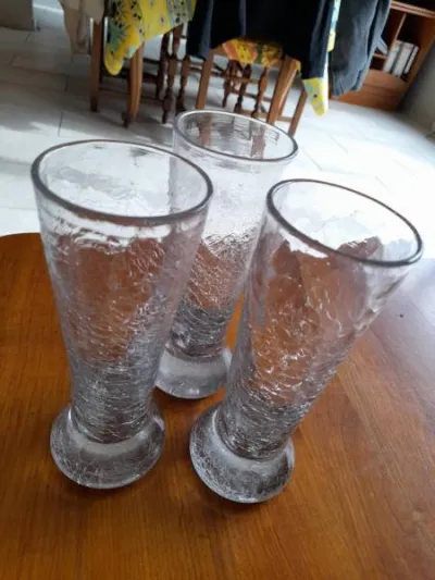 Lot 3 verres soufflé effet verre brisé - martelé - photo 2