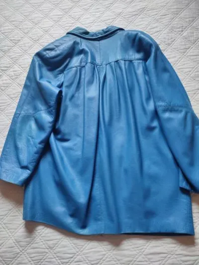 Veste en cuir bleu - photo 2