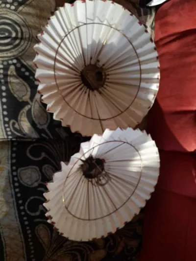 Ensemble 2 abats jours en papiers tissus plissés - Décoration - Saint-Satur (18300)