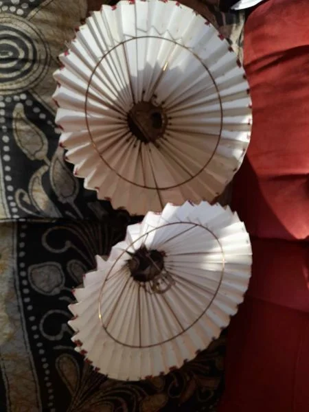 Ensemble 2 abats jours en papiers tissus plissés - Décoration - Saint-Satur (18300)