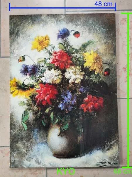 P.sorel tableau motifs art rétro, bouquet fleurs - Décoration - Foncine-le-Haut (39460)