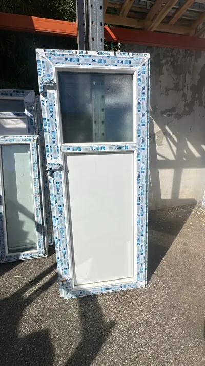 Porte de service pvc blanc avec hublot en vitre - photo 2