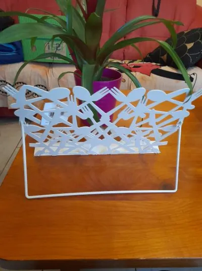 Porte livre sur pied en métal blanc - photo 3