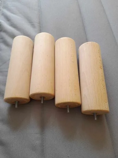 Lot 4 pied rond en bois pour meubles, sommiers - photo 4