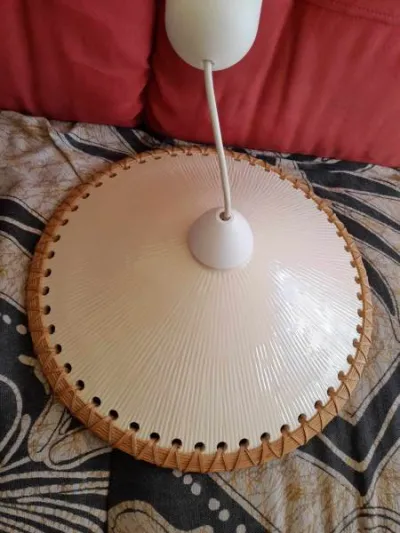 Suspension en porcelaine et rotin - photo 3