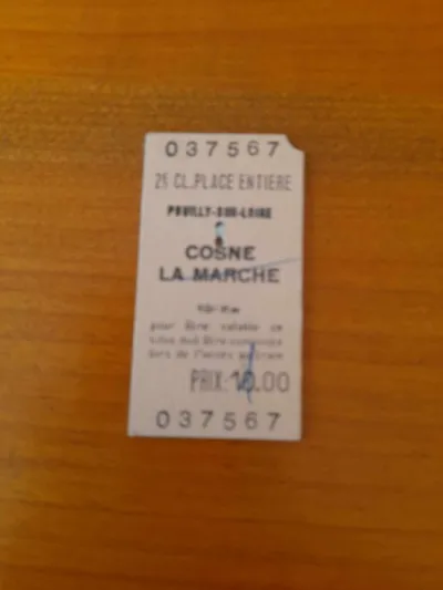 Ancien ticket sncf pouilly sur loire - cosne - Collection - Saint-Satur (18300)