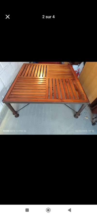 Table de salon métal bois 1mx1m - Meubles - Auderghem (1160)