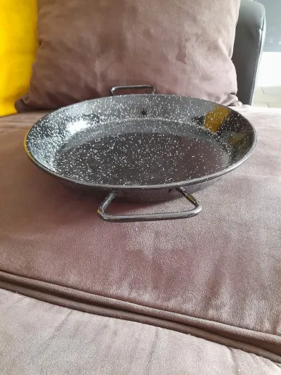 Poêle à Paella en Acier émaillé - Noir Moucheté - photo 2