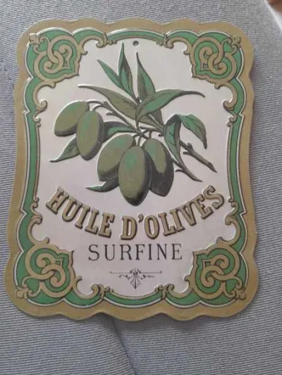Petite plaque publicitaire en métal huile d'olive - Décoration - Saint-Satur (18300)