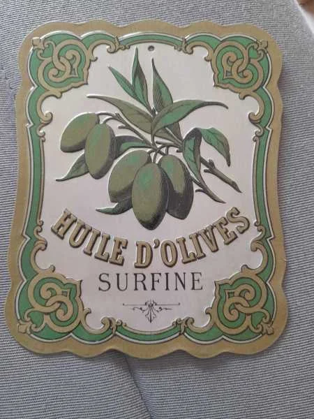 Petite plaque publicitaire en métal huile d'olive - Décoration - Saint-Satur (18300)