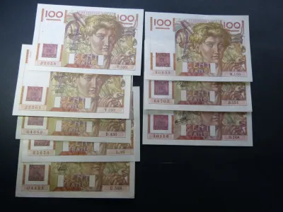 F 28 lot de 15 billets 100 f paysan - photo 3
