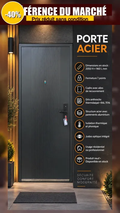 Porte acier aluminium pour construction - Bricolage
