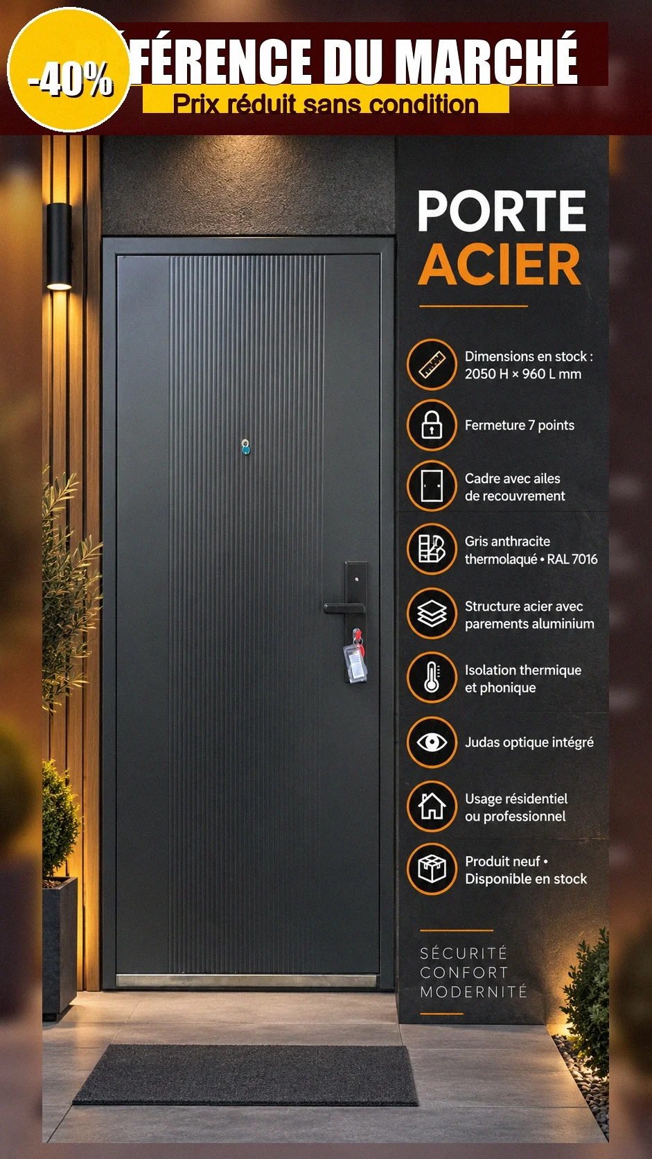 Porte acier aluminium pour construction - Bricolage - Amiens (80080)