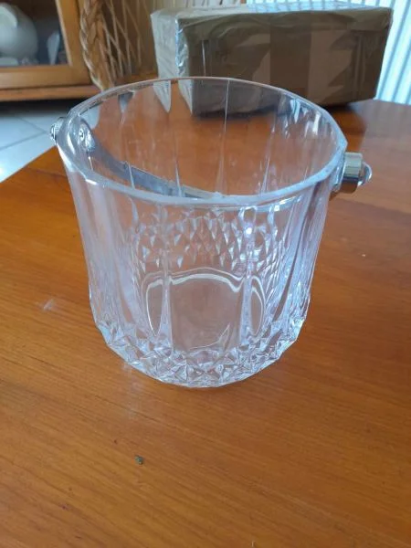 Sceau à glaçon en verre - anse en métal - Collection - Saint-Satur (18300)