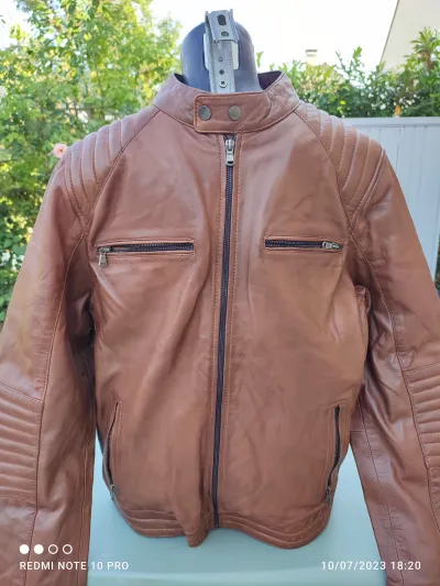 BLOUSON HOMME XXL CUIR MARRON REAL LEATHER COLLEZI - Vêtements Homme - Bussy-Saint-Georges (77600)