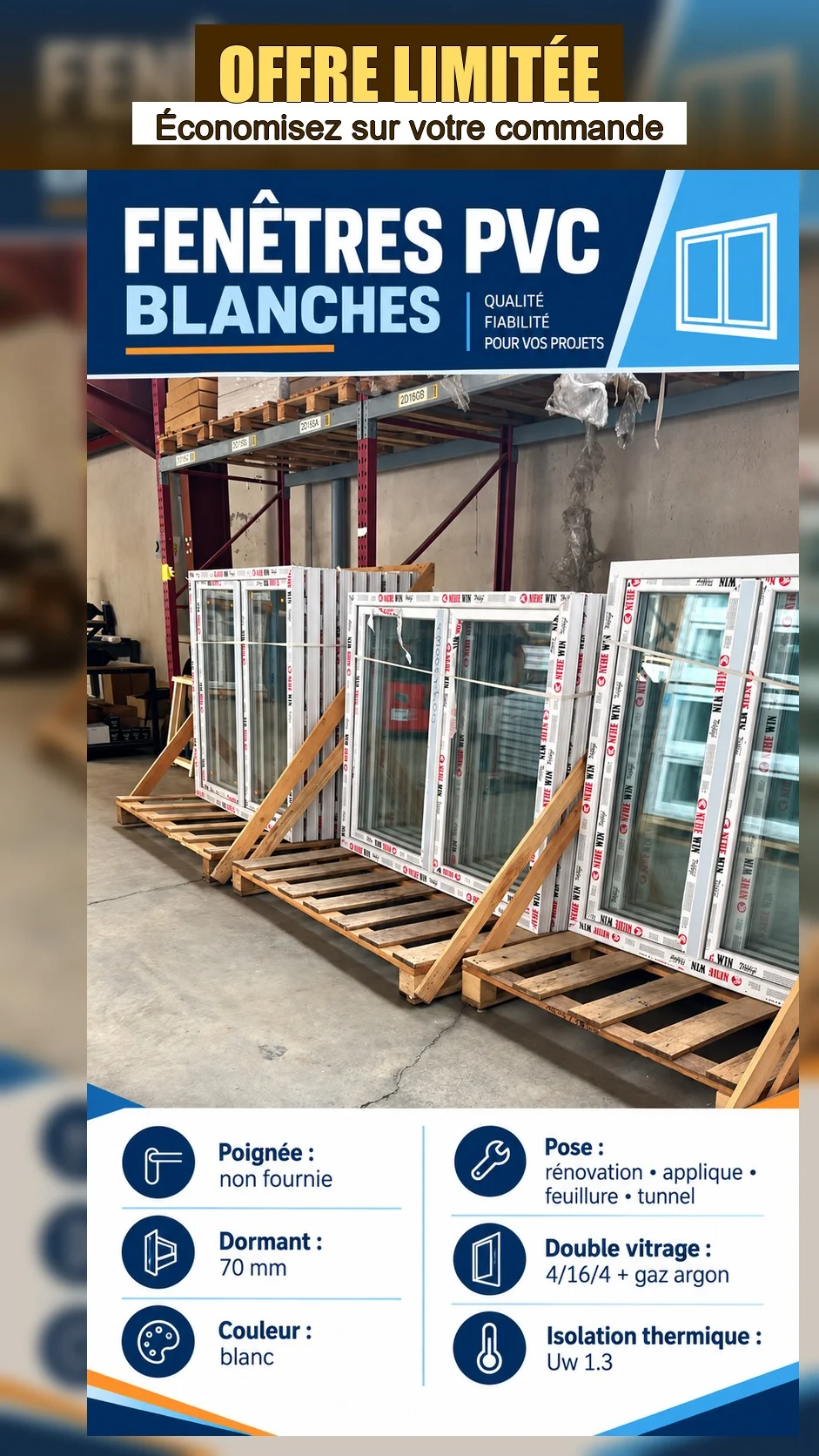 Fenêtre PVC blanche pour petite ouverture - Bricolage - Châteauroux (36000)