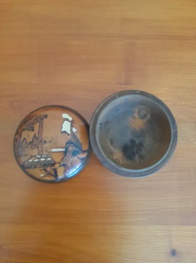 Boite à bijoux ronde en bois " cayeux sur mer " - photo 3