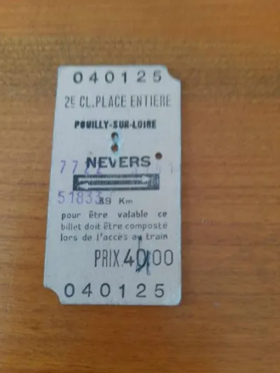 Ancien ticket sncf pouilly sur loire - nevers - Collection - Saint-Satur (18300)