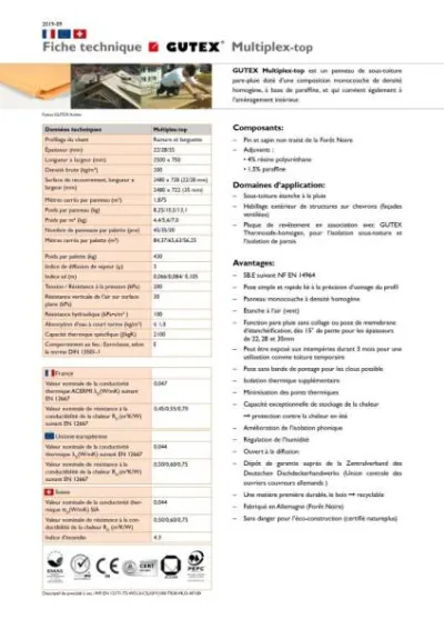 Panneau fibre de bois multiplex top 35mm 250x75cm - photo 2