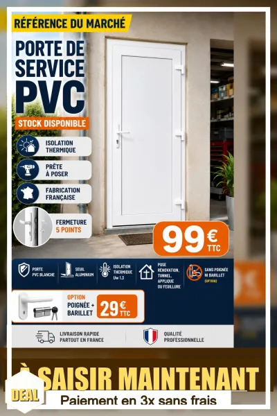 Porte de service PVC pour construction - Bricolage