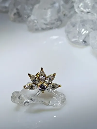 piercing oreille strass blanc couleur doré lobe ea - photo 2