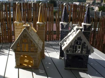 Lot pere-noel-renne-photophore-decor a accrocher - photo 4