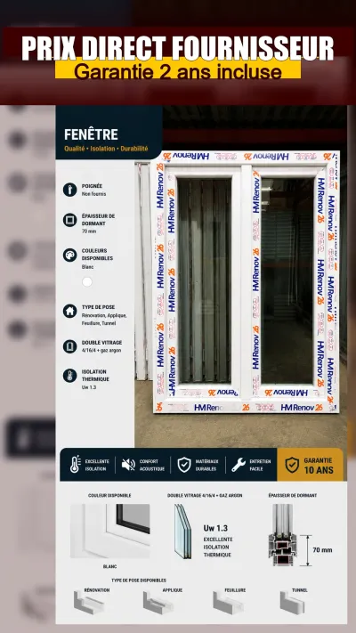 Fenêtre PVC blanche isolation Uw 1,3 - Bricolage