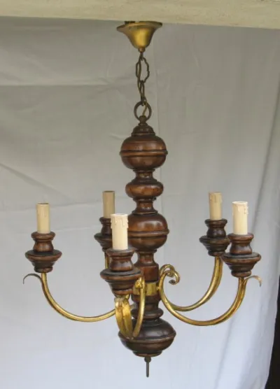 Lustre en bois à 5 lampes - photo 3
