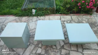ENSEMBLE 3 TABLES BASSES -PISTACHES -53 CM - Meubles