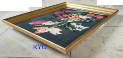Tableau tissé bouquet fleurs broderie point croix - photo 4