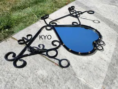 Miroir coeur unique portemanteau mural métal noir - photo 3