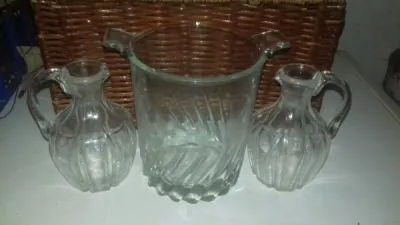 Seau a champagne en verre + 2 petits pichets - Collection - Saint-Satur (18300)