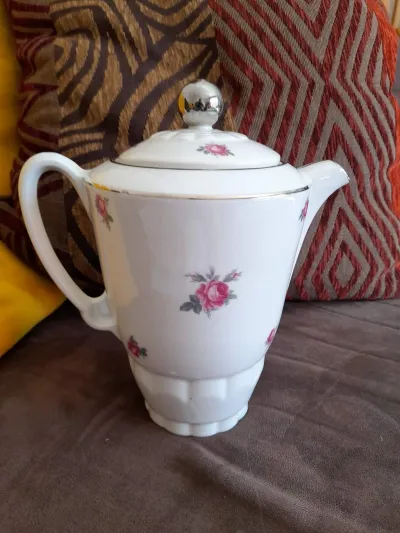 Cafetière en Porcelaine - Blanche avec des Roses - - photo 2