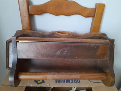 Vintage - etagère mural cuisine en bois - dévidoir - Meubles