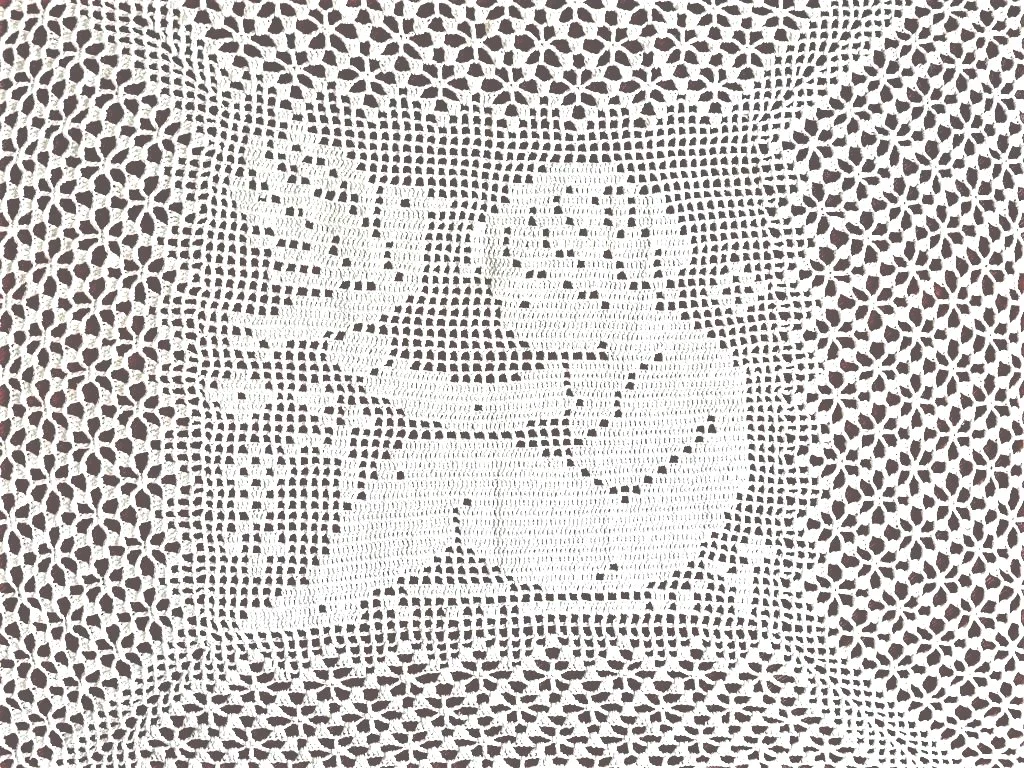 Nappe ronde neuve blanche faite main au crochet 28 - Linge de Maison - Paris 16e (75016)