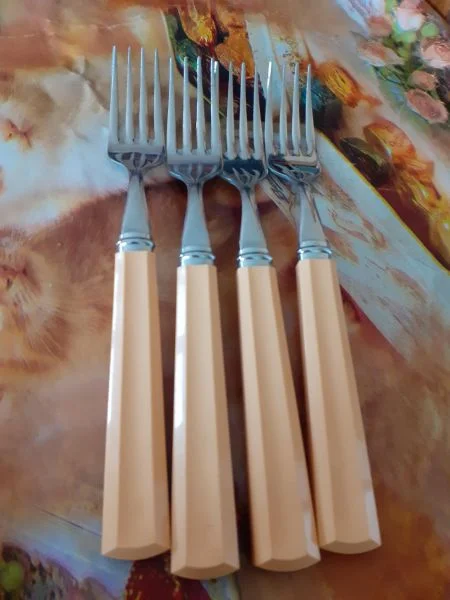 Lot 4 fourchettes inox et manche plastique - Collection - Saint-Satur (18300)