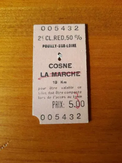 Ancien ticket sncf pouilly sur loire - cosne - Collection - Saint-Satur (18300)