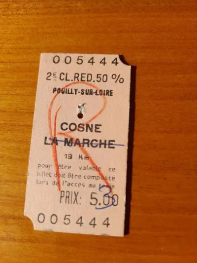 Ancien ticket sncf pouilly sur loire - cosne - Collection - Saint-Satur (18300)