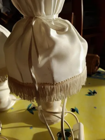 Lot 2 lampes de chevet en albatre blanc - vintage - photo 2