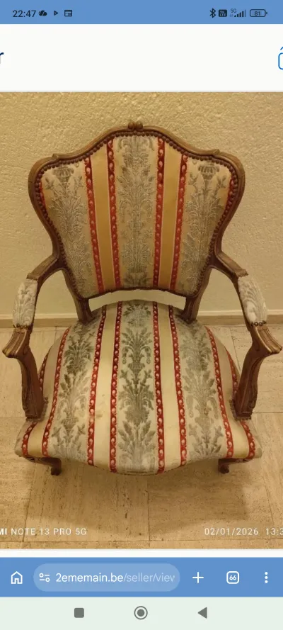 Fauteuil style Louis 15 coloré. - Meubles - Auderghem (1160)