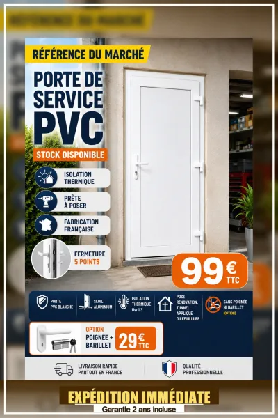 Porte de service PVC livraison incluse - Bricolage