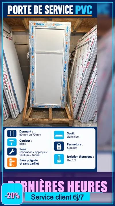 Porte de service PVC retrait en dépôt - photo 2