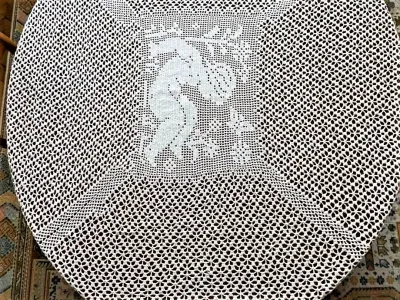 Nappe ronde neuve blanche faite main au crochet 28 - photo 3