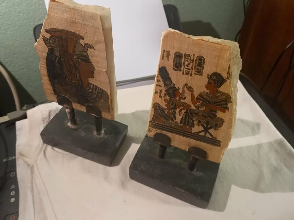 PAIRE DE PAPYRUS  SUR SUPPORT - Décoration - Nant (12230)