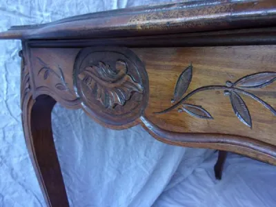 Table en noyer et 2 chaises en merisier louis xv - photo 4