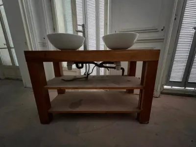 Meuble double vasque en bois massif - Meubles