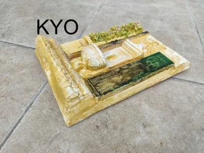 Décoration murale relief, cadre fontaine et fleurs - photo 2