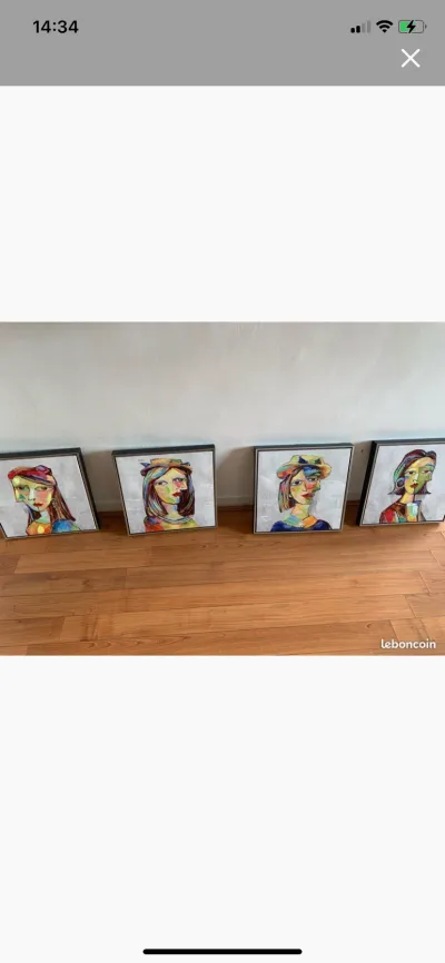4 tableaux portraits femme toiles 42x42 - Décoration - Paris 12e (75012)