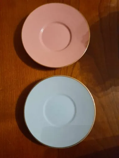 2 sous tasses couleurs pastels et liseret doré - photo 3