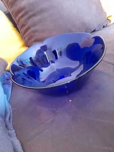 Saladier en Verre épais et Soufflé Bleu Cobalt - photo 2